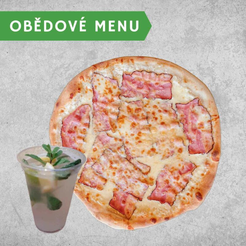 Obědové menu Pizza Slaninka a Bezinková limonáda